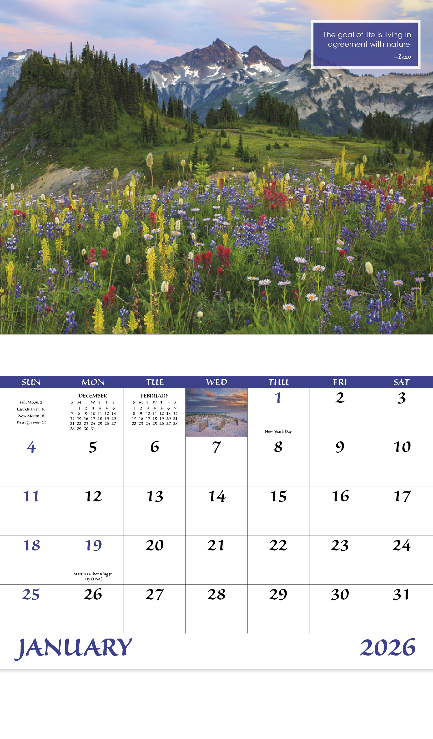 2025 Inspirations For Life Calendar 11" X 19" Imprinted Staple Bound