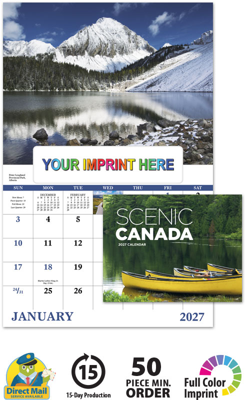 2022 Scenic Canada Window Calendar 11 X 17 Imprinted Window Center 