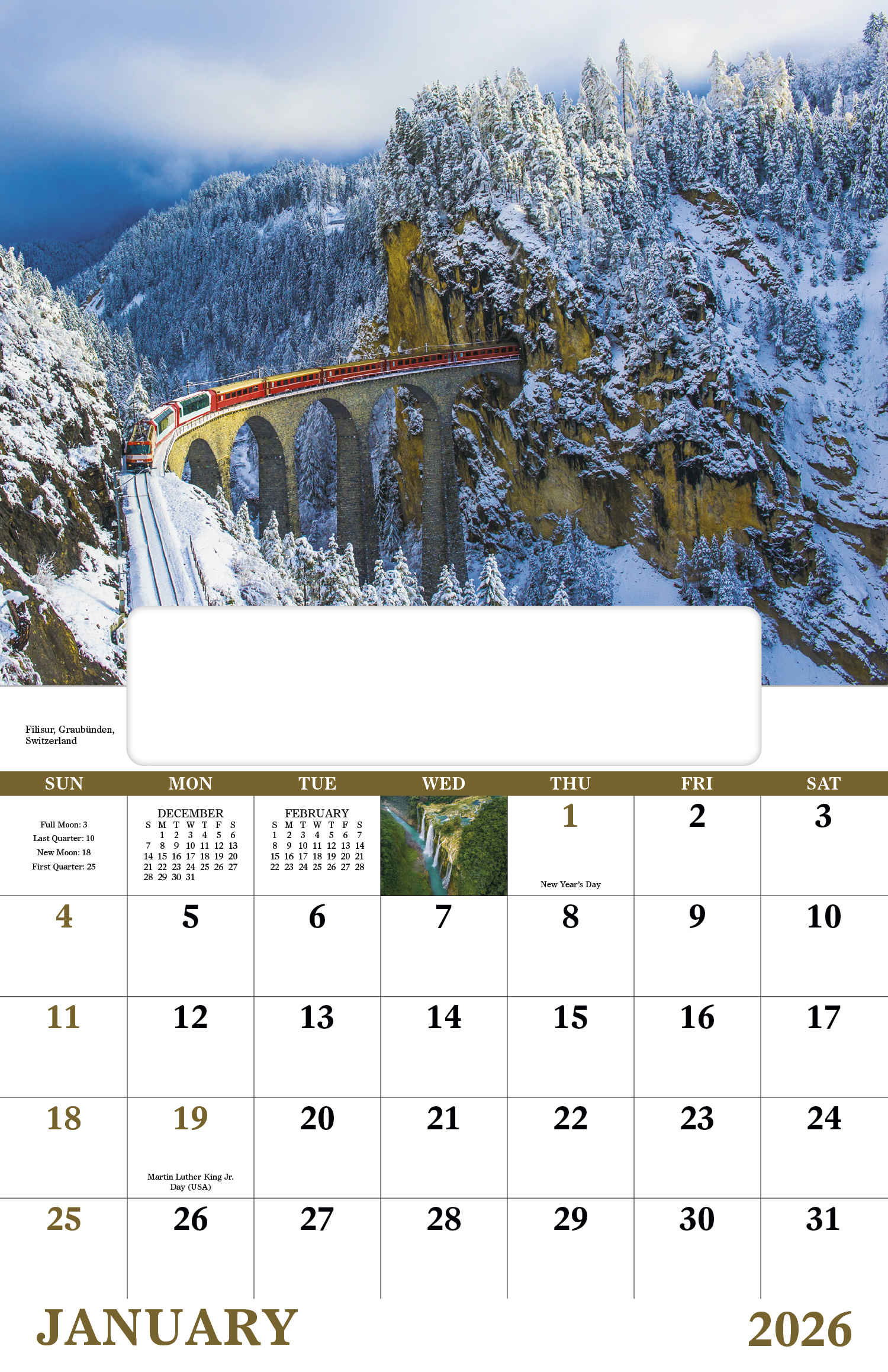 2025 Glorious Getaways (Window) Calendar  11" x 17 Imprinted Window; Center Imprint Calendars