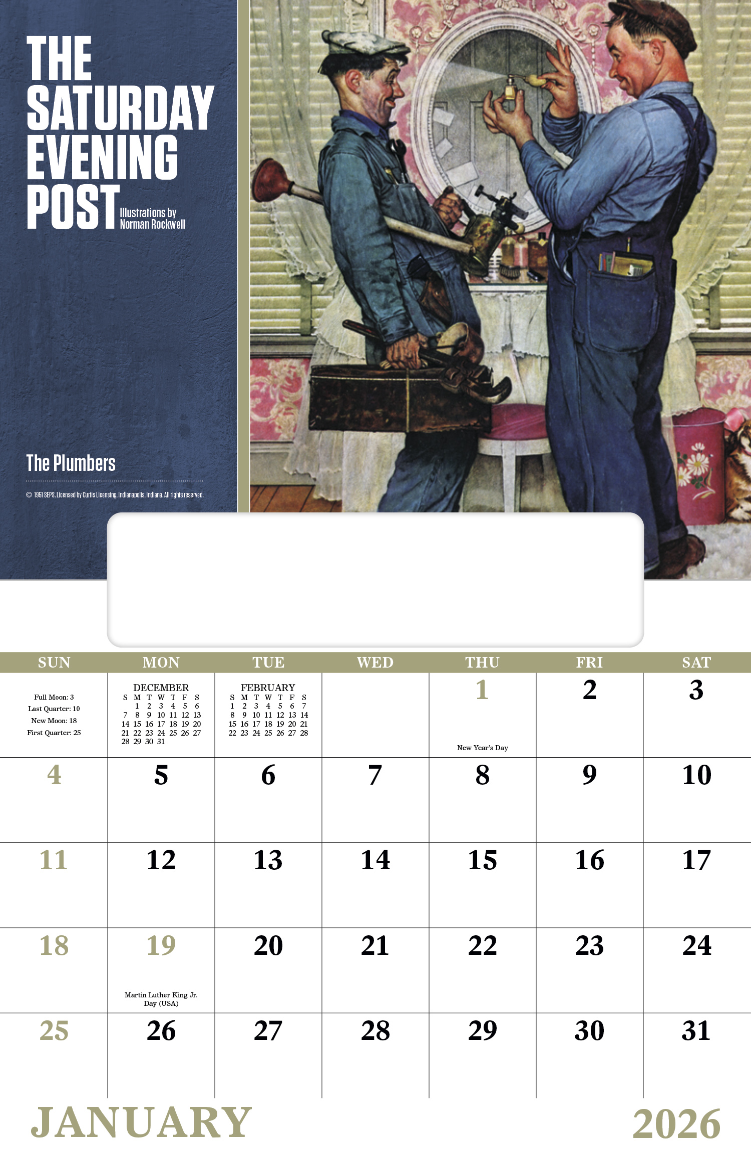2025 Saturday Evening Post (Window) Calendar 11" x 17 Imprinted
