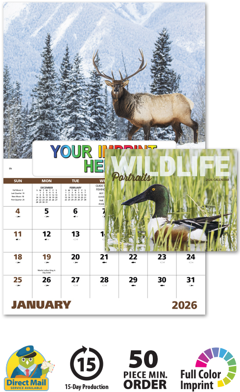 2024 Wildlife Portraits (Window) Calendar | 11" x 17" Imprinted Window