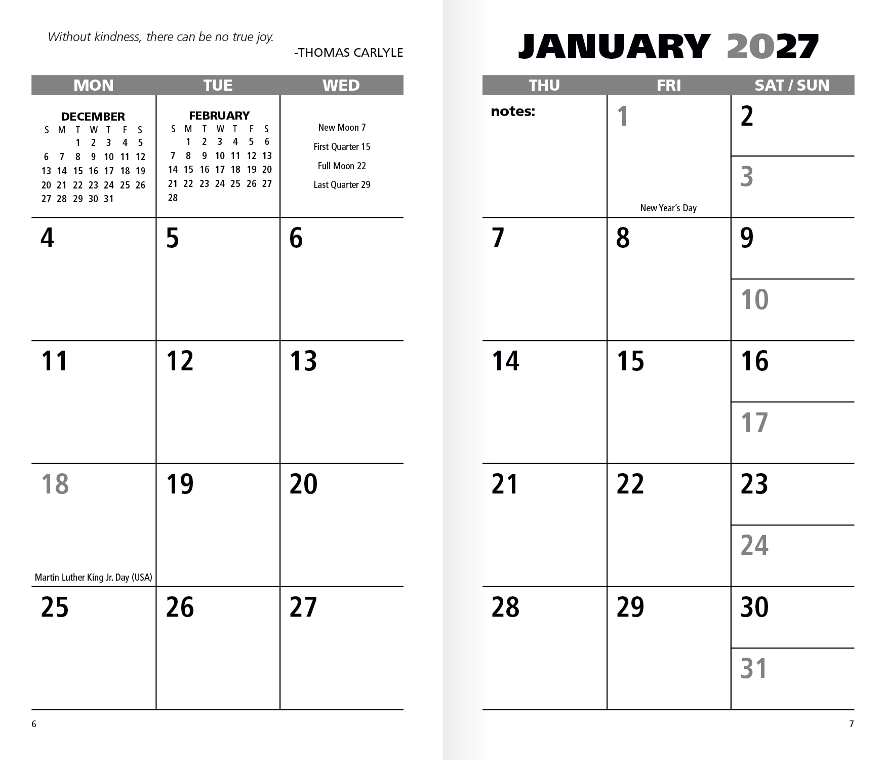 Basic Cardstock Full Color Pocket Planner - Monthly | ValueCalendars.com