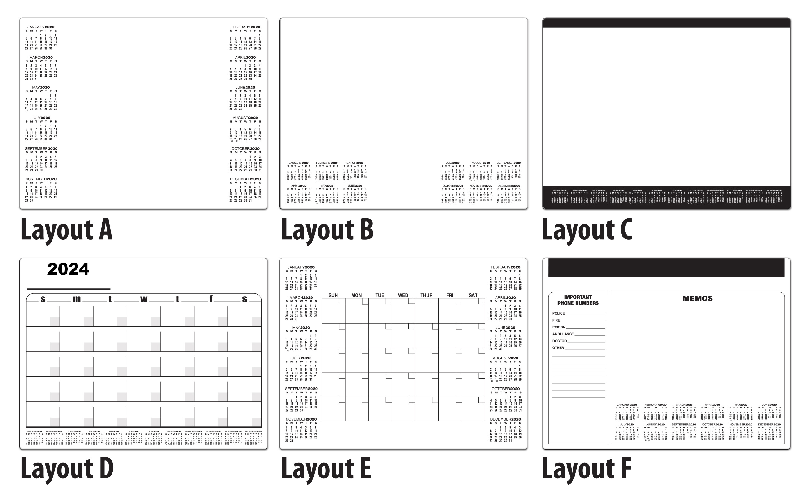 Dry Erase Memo Board Calendars (Horizontal)