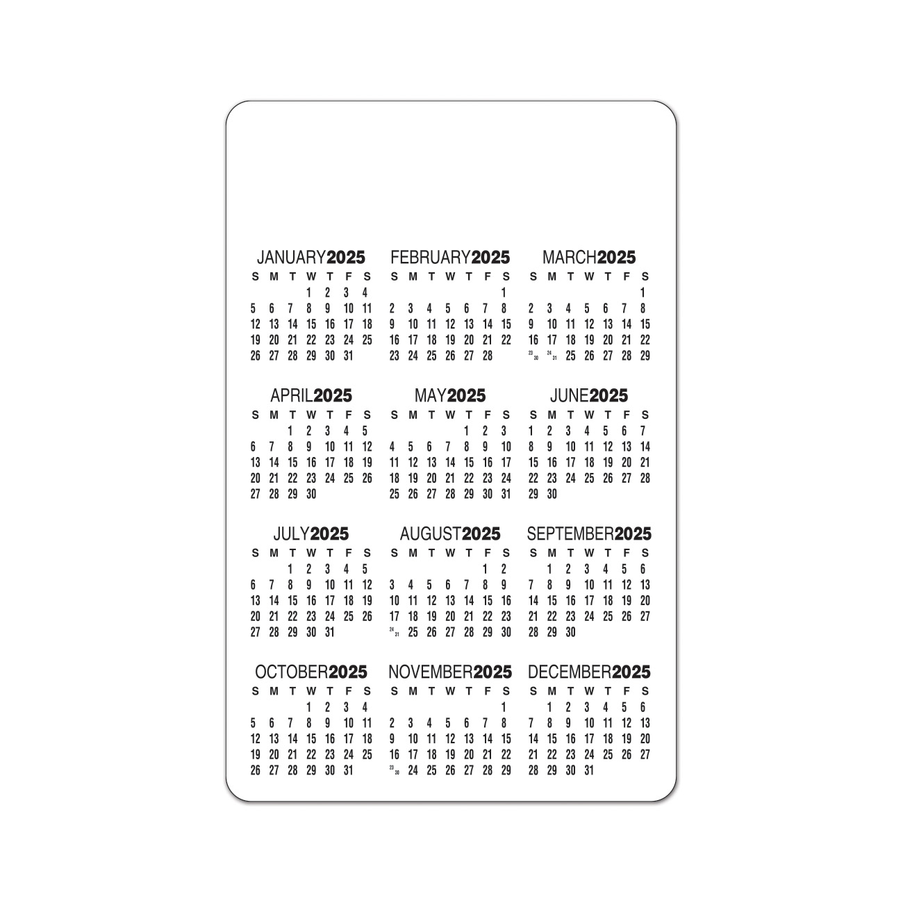 2020 Wallet Calendars | 3.5&quot; x 2.25&quot; Customized Card Calendar