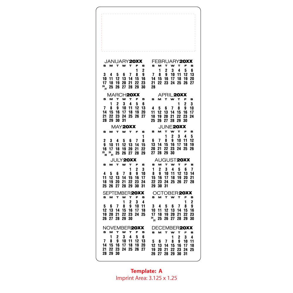Calendar Magnet, 3.5 x 8.5 | ValueCalendars.com