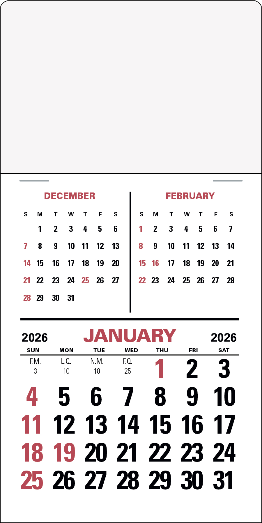 2025 3Mo. View PressnStick Calendar Approx. 3" x 51/2" Customized