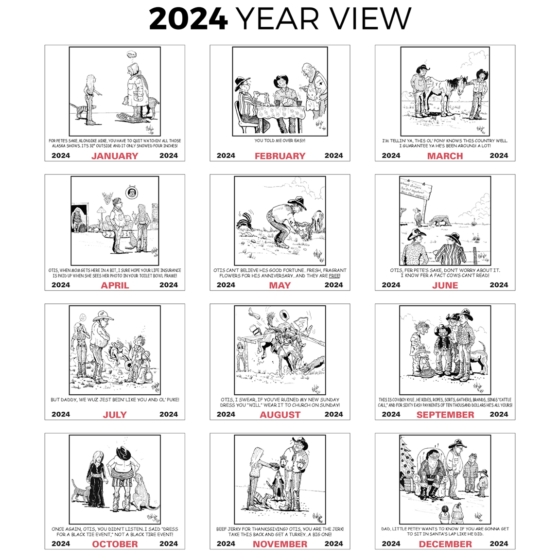 2024 Cowboy PressnStick Calendar Approx. 3" x 51/2" Customized