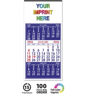 3-Month View Apron Calendar, 6.5 x 14.5