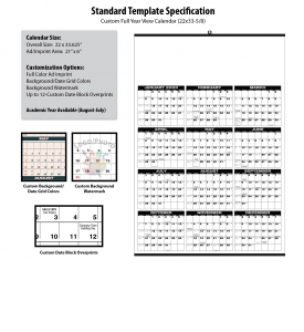 • Custom Full Year View Calendar (22x33-5/8)