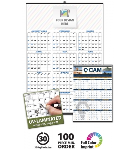 • Custom Full Year View Write-On/Wipe-Off Calendar (22x33-5/8)