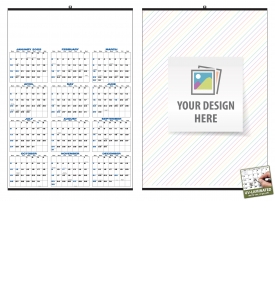 • Custom Full Year View Write-On/Wipe-Off Calendar (22x33-5/8)