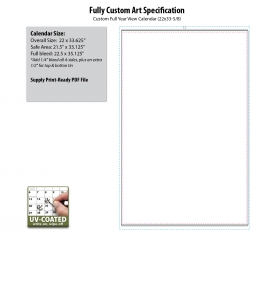 • Custom Full Year View Write-On/Wipe-Off Calendar (22x33-5/8)