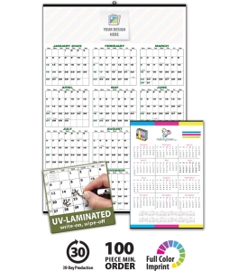 • Custom Full Year View Write-On/Wipe-Off Calendar, Large (27x39)