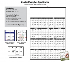 • Custom Full Year View Write-On/Wipe-Off Calendar, Large (27x39)