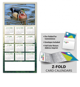 Wood Duck Z-Fold Greeting Card Calendar