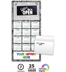 Open Sign Z-Fold Greeting Card Calendar