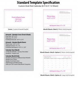 Custom Desk Tent Calendar (8.5x5.5, 12-Sheet)