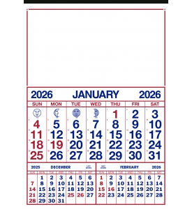 12-Sheet Commercial Calendar, 13 x 19 (Quarterly)