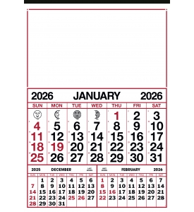12-Sheet Commercial Calendar, 13 x 19 (Quarterly)