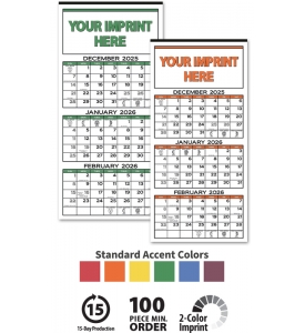3-Month Display Calendar, 13 x 27 (Accent)