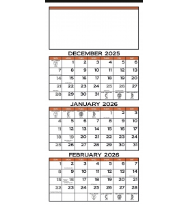 3-Month Display Calendar, 13 x 27 (Accent)