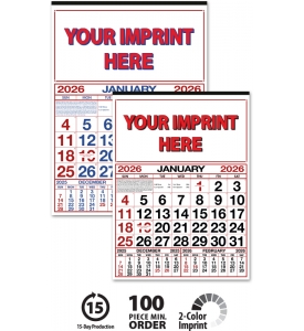 12-Sheet Commercial Calendar, 19 x 26 (Quarterly)