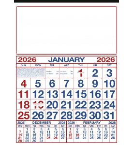 12-Sheet Commercial Calendar, 19 x 26 (Quarterly)