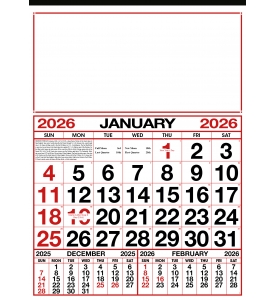 12-Sheet Commercial Calendar, 19 x 26 (Quarterly)