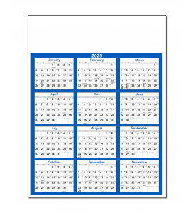 Year-At-Glance Wall Calendar w/Week Numbers (20x28) - FULL COLOR / LAMINATED