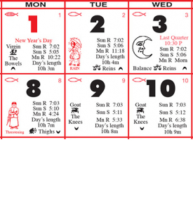 6 Sheet Monthly Almanac Calendar (11x12)