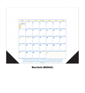 Jumbo Desk Pad Calendar, Style C (Small Date Grid, Top + 2 Side Ads) w/Vinyl Corners