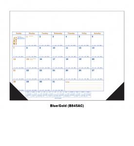 Jumbo Desk Pad Calendar, Style B (Date Grid with Side Notes Area, Top Ad) w/Vinyl Corners
