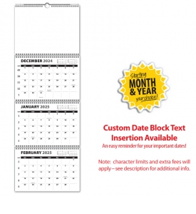 3-Month/4-Panel Single Photo Wall Calendar
