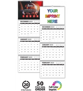 3-Month/4-Panel Jumbo Single Photo Wall Calendar