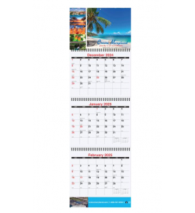 Single Image 3-Month View Wall Calendar with Drop-Ad