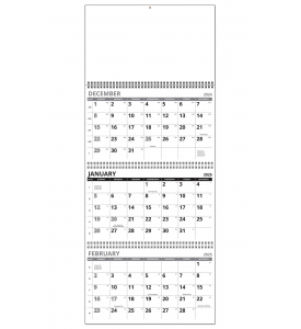 Three Month View / Four Panel Calendar, Wire-O Bound (13x32-1/2)