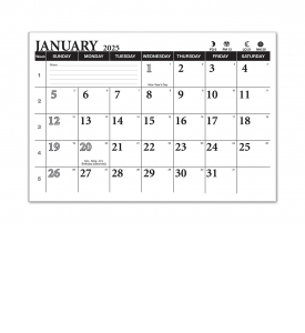 Three Month View / Four Panel Calendar, Glue Bound (11x32)