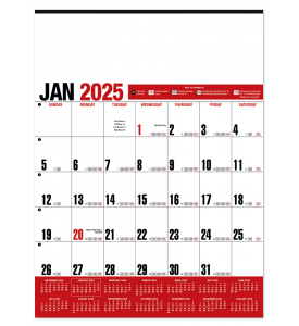 Yearly Record® Contractor Memo Calendar, Red