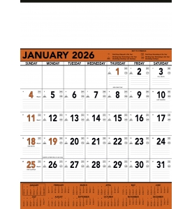 Contractor Memo Calendar, Orange &amp; Black