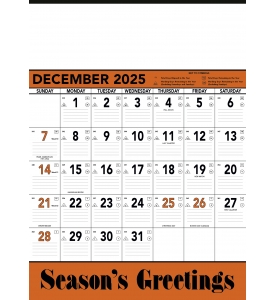 Contractor Memo Calendar, Orange &amp; Black
