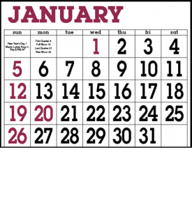 Big Numbers Span-A-Year Calendar