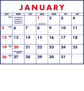 Span-A-Year - Blue &amp; Red Calendar
