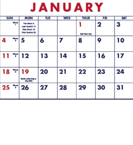Span-A-Year - Blue &amp; Red Calendar