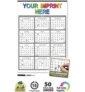 Span-A-Year (Laminated) Calendar, Black &amp; White