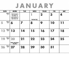 Span-A-Year (Laminated) Calendar, Black &amp; White