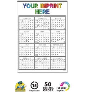 Span-A-Year (Non-Laminated) Calendar, Black &amp; White