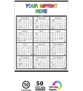 Span-A-Year (Non-Laminated) Calendar, Black &amp; White