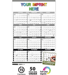 Time Management Span-A-Year (Laminated) Calendar, Black &amp; White