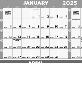 Time Management Span-A-Year (Laminated) Calendar, Black &amp; White