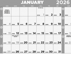 Time Management Span-A-Year (Laminated) Calendar, Black &amp; White